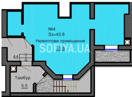 Нежилое помещение 43.8 м/кв - ЖК София