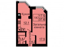 Однокомнатная квартира 37,6 м/кв - ЖК София