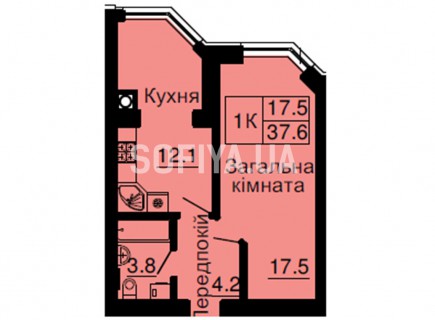 Однокомнатная квартира 37,6 м/кв - ЖК София