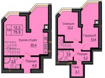 Двухуровневая квартира 75,5 м/кв - ЖК София