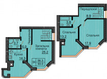 Двухуровневая квартира 93 м/кв - ЖК София