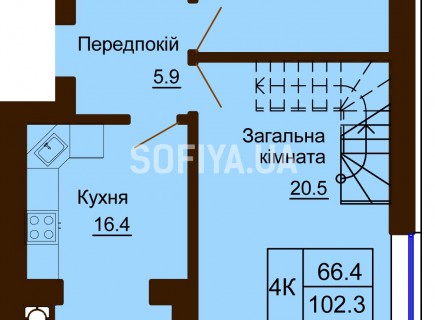 Двухуровневая квартира 102.3 м/кв - ЖК София