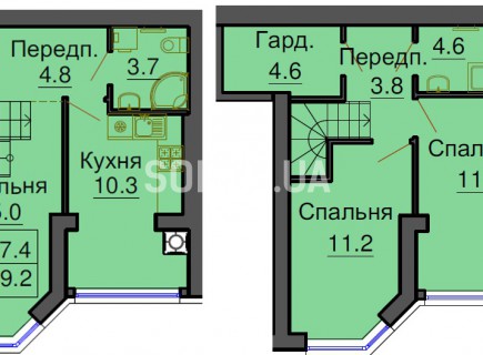 Двухуровневая квартира 69,2 м/кв - ЖК София