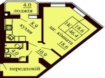 Однокомнатная квартира 46.4 м/кв - ЖК София