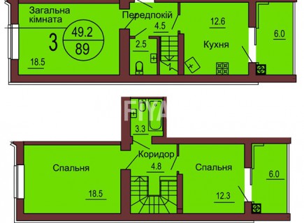 Двухуровневая квартира 89 м/кв - ЖК София