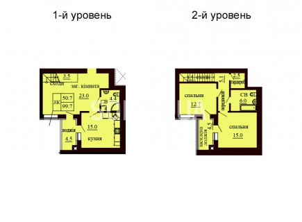 Двухуровневая квартира 99.7 м/кв - ЖК София