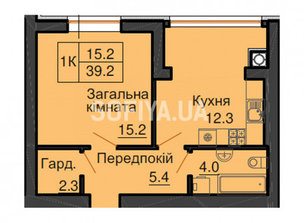 Однокімнатна квартира 39,2 м/кв - ЖК София