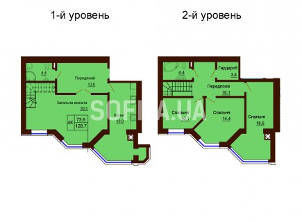 Двухуровневая квартира 128.7 м/кв - ЖК София