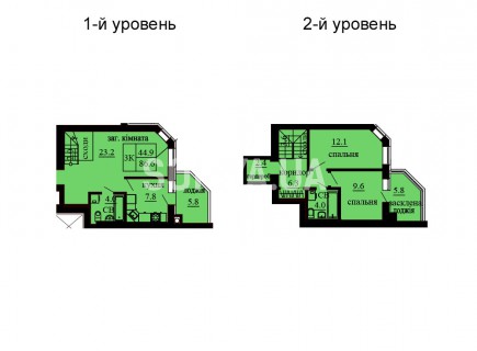 Двухуровневая квартира 86.6 м/кв - ЖК София