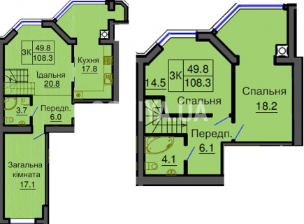 Двухуровневая квартира 108,3 м/кв - ЖК София