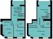 Двухуровневая квартира 94,9 м/кв - ЖК София
