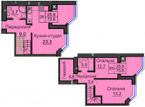 Двухуровневая квартира 73,6 м/кв - ЖК София