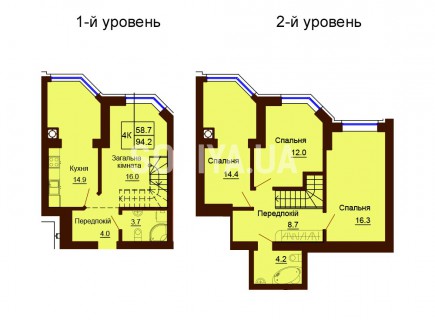 Двухуровневая квартира 94.2 м/кв - ЖК София