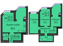 Двухуровневая квартира 92,4 м/кв - ЖК София