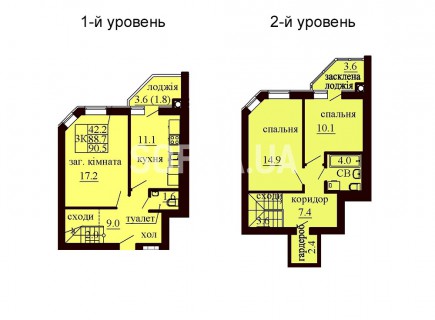 Двухуровневая квартира 90.5 м/кв - ЖК София