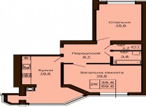 2-х комнатная квартира 69.6 м/кв - ЖК София