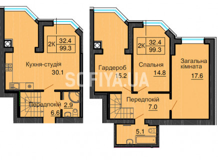 Дворівнева квартира 99,3 м.кв - ЖК София