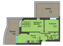 Двокімнатна квартира 58,2 кв.м - ЖК София