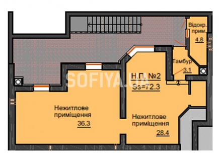 Нежилое помещение 72,3 м/кв - ЖК София