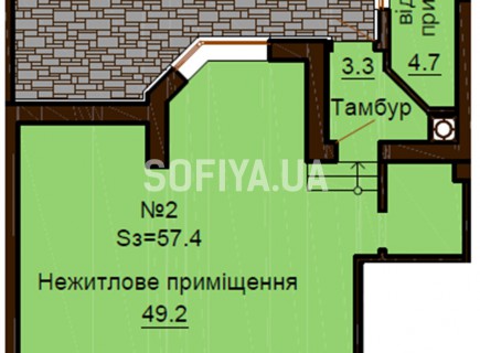 Нежилое помещение 57.4 м/кв - ЖК София