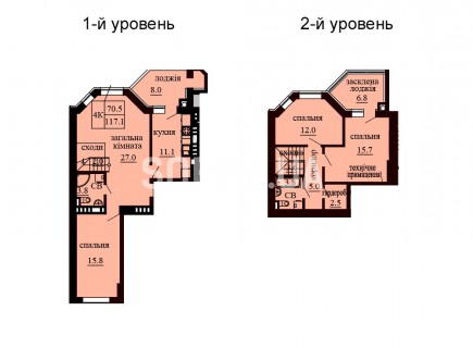 Двухуровневая квартира 117.1 м/кв - ЖК София