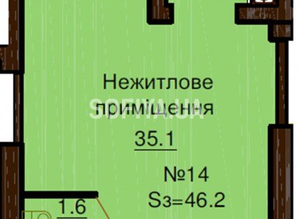  Нежилое помещение 46.2 м/кв - ЖК София