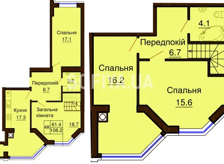 Двухуровневая квартира 108.2 м/кв - ЖК София