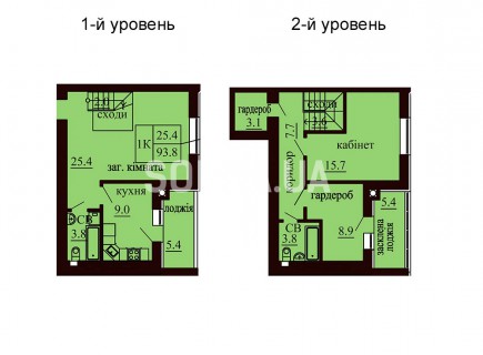 Двухуровневая квартира 93.8 м/кв - ЖК София