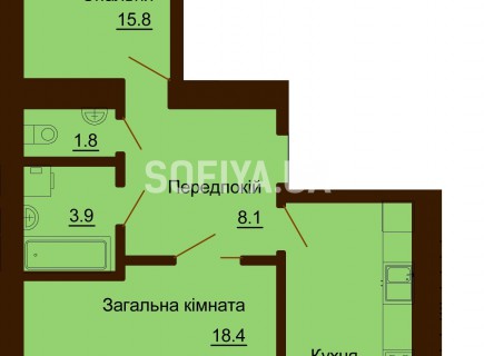 2-х-комнатная квартира 67.8 м/кв - ЖК София