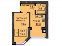 Однокомнатная квартира 33,6 м/кв - ЖК София