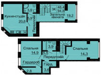 Двухуровневая квартира 94,8 м/кв - ЖК София