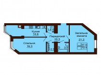 2-х комнатная квартира 70.4 м/кв - ЖК София