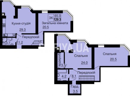 Двухуровневая квартира 129,3 м/кв - ЖК София