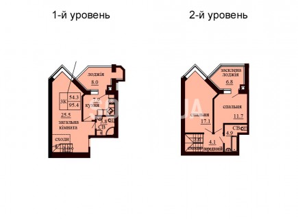 Двухуровневая квартира 95.4 м/кв - ЖК София