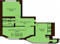 2-х комнатная квартира 68.6 м/кв - ЖК София