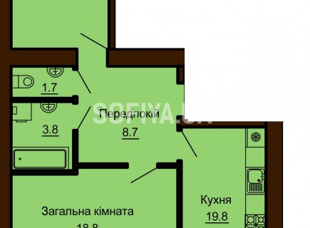 2-х комнатная квартира 68.6 м/кв - ЖК София