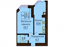 Однокомнатная квартира 37.6м/кв - ЖК София