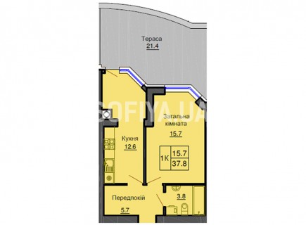 Однокомнатная квартира 37.8 м/кв - ЖК София