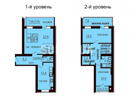 Двухуровневая квартира 109.7 м/кв - ЖК София
