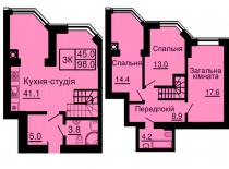 Двухуровневая квартира 98 м/кв - ЖК София