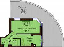 Однокомнатная квартира 39.2 м/кв - ЖК София