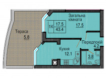 Однокімнатна квартира 37,6 м/кв - ЖК София