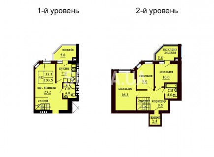 Двухуровневая квартира 103.5 м/кв - ЖК София