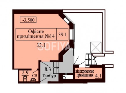 Нежилое помещение 39.1 м/кв - ЖК София