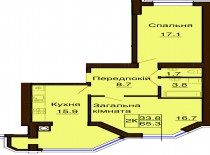 Двухкомнатная квартира 65.3 м/кв - ЖК София