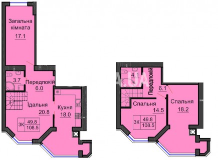 Двухуровневая квартира 108,5 м/кв - ЖК София