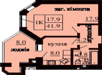 Однокомнатная квартира 41.9 м/кв - ЖК София