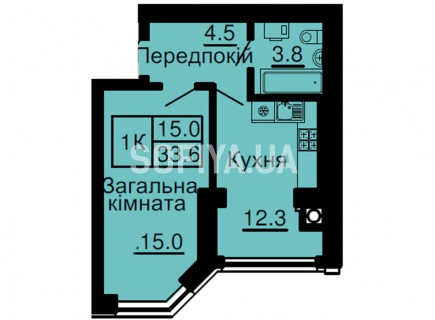 Однокомнатная квартира 33,6 м/кв - ЖК София