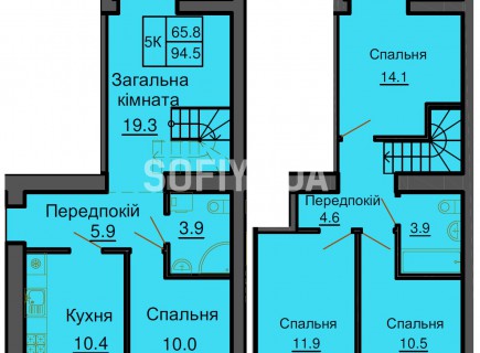 Двухуровневая квартира 94,5 м/кв - ЖК София