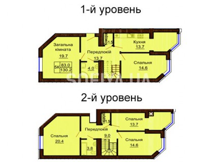 Двухуровневая квартира 130.2 м/кв - ЖК София